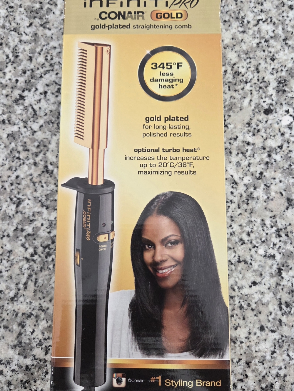 Conair InfinitiPro Gold-Plated Hair Straightening Comb — Gold/Black